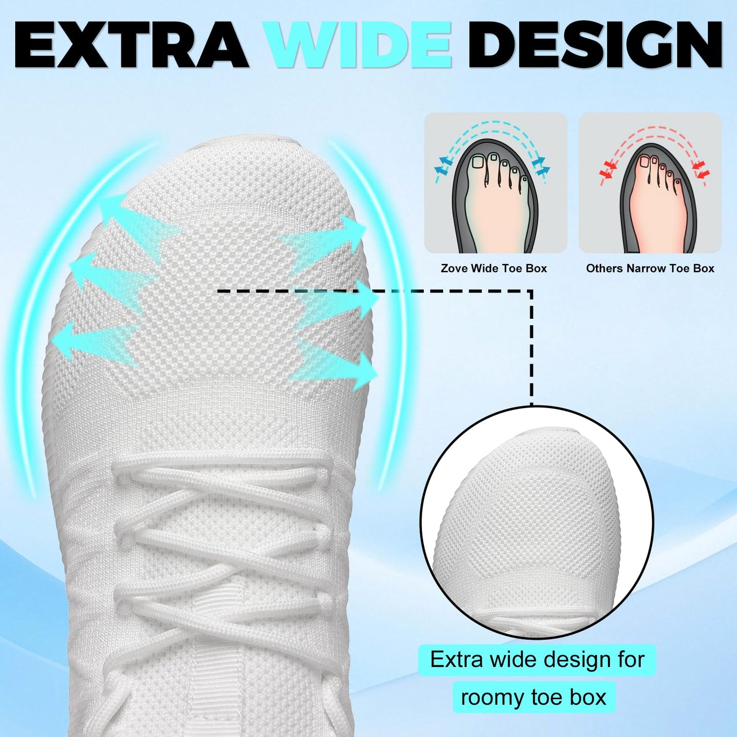 Wide Toe Box Shoes for Men Extra Wide Width Sneakers Non-Slip Ultra Light Wide Tennis Running Shoes