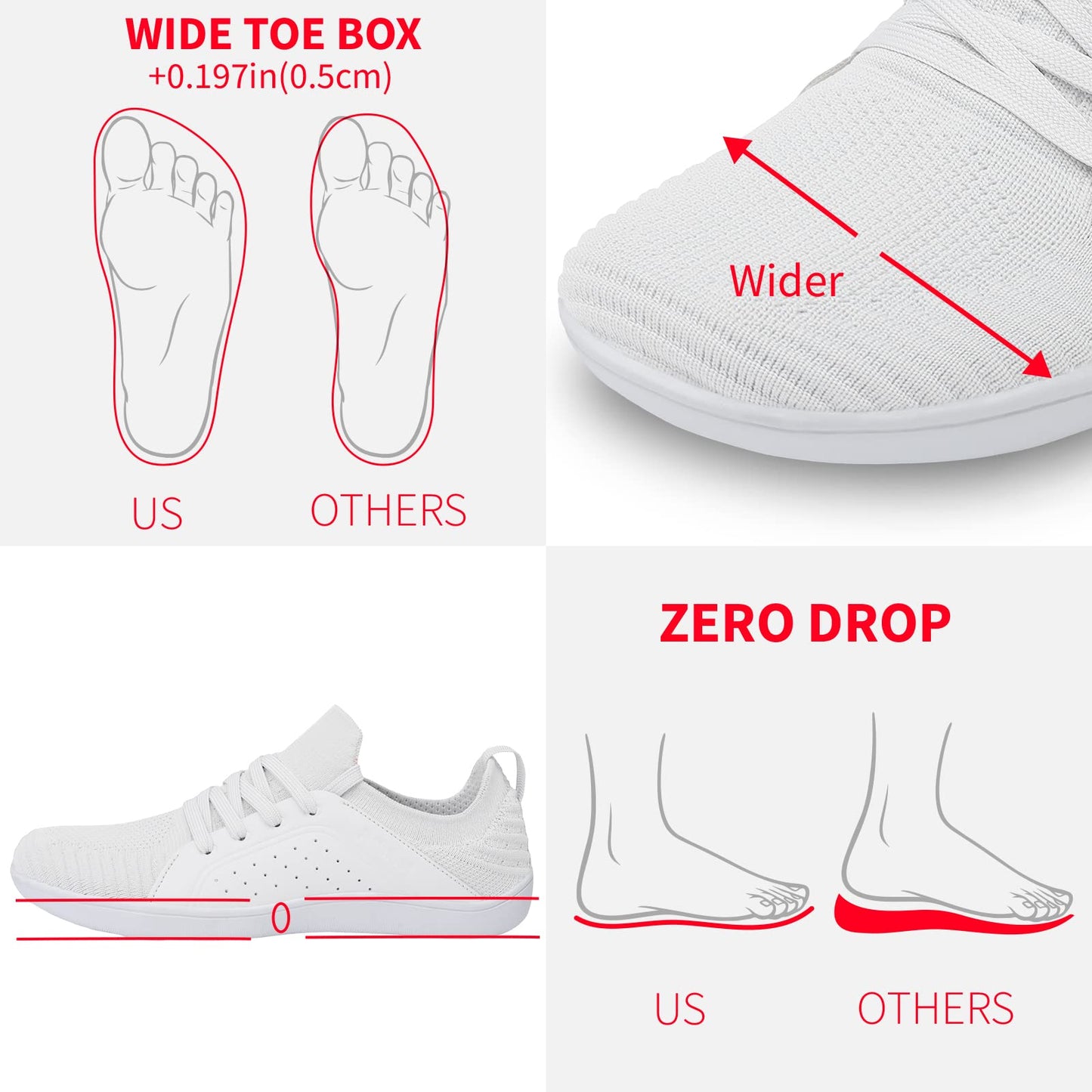 relxfeet Men's Barefoot Shoes Minimalist Cross-Trainer Shoes Wide Toe Walking Shoes