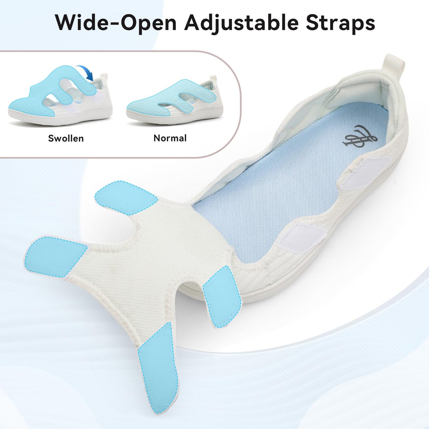 Diabetic Shoes for Women Adjustable Extra Wide Barefoot Walking Shoes