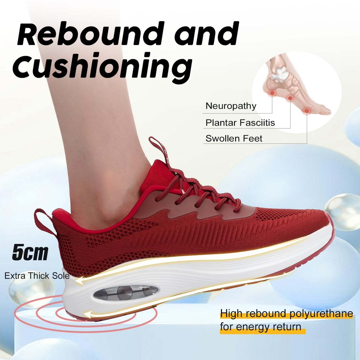 Wide Toe Box Shoes Women Air Cushion Road Running Shoes Extra Wide Width Sneakers
