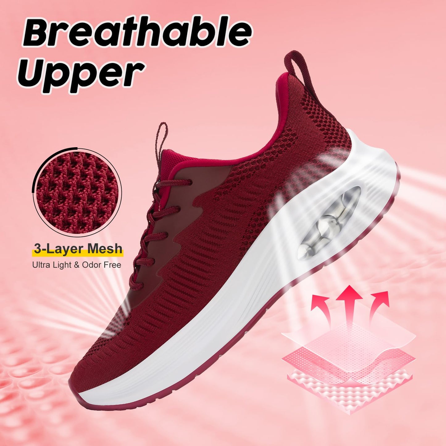 Wide Toe Box Shoes Women Air Cushion Road Running Shoes Extra Wide Width Sneakers