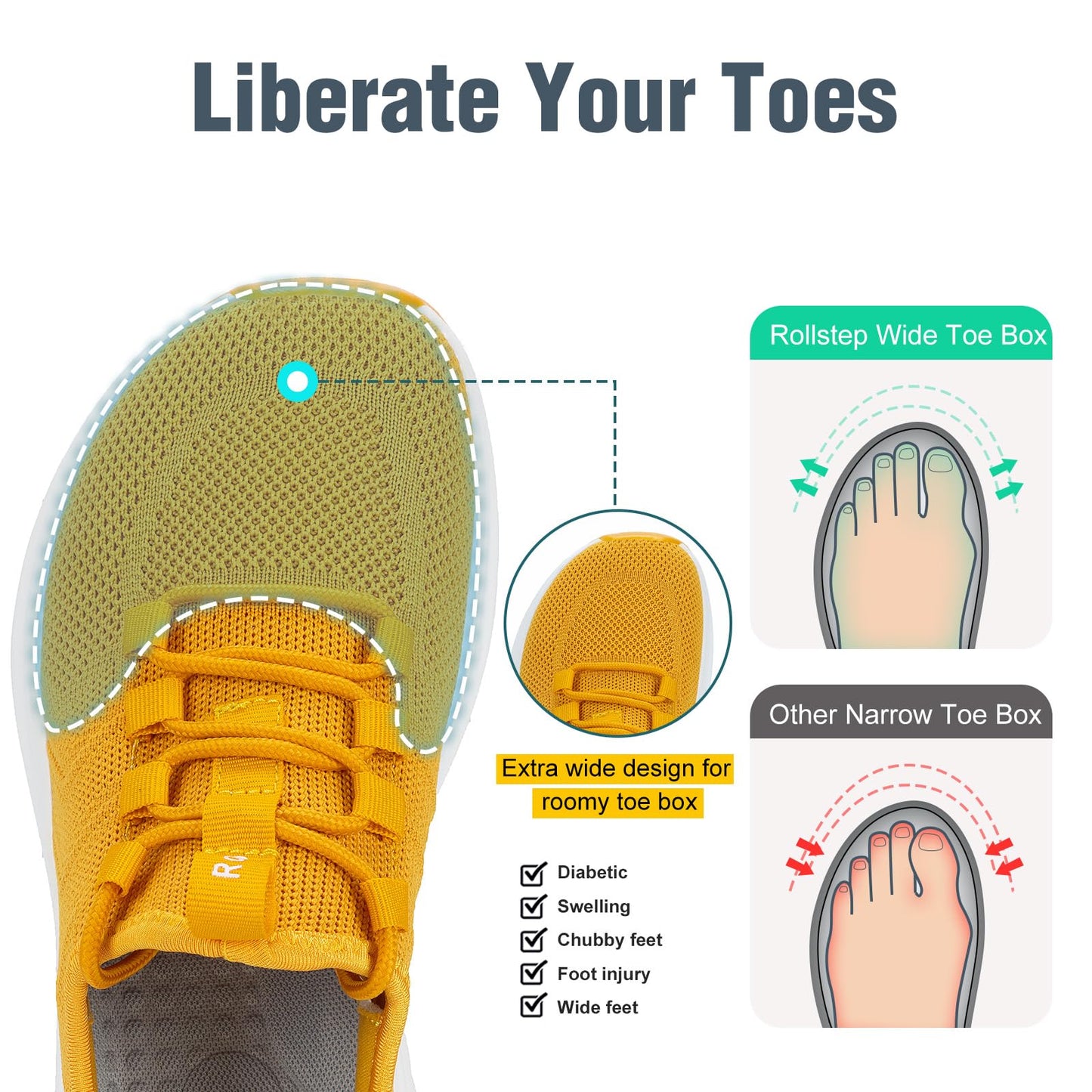 Wide Toe Box Shoes Women Extra Wide Width Sneakers
