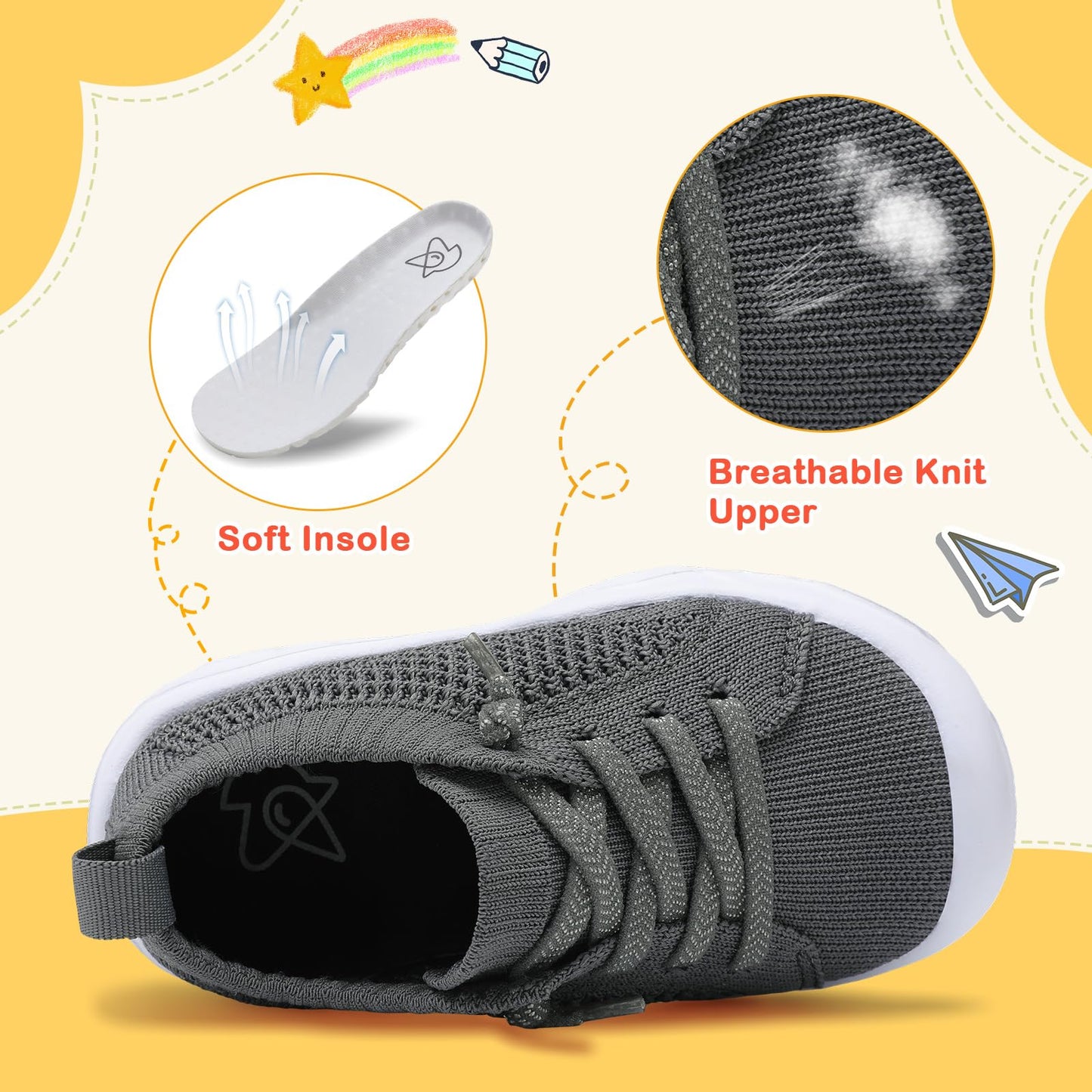Toddler Shoes Boys Girls Barefoot Shoes Kids Breathable Sneakers
