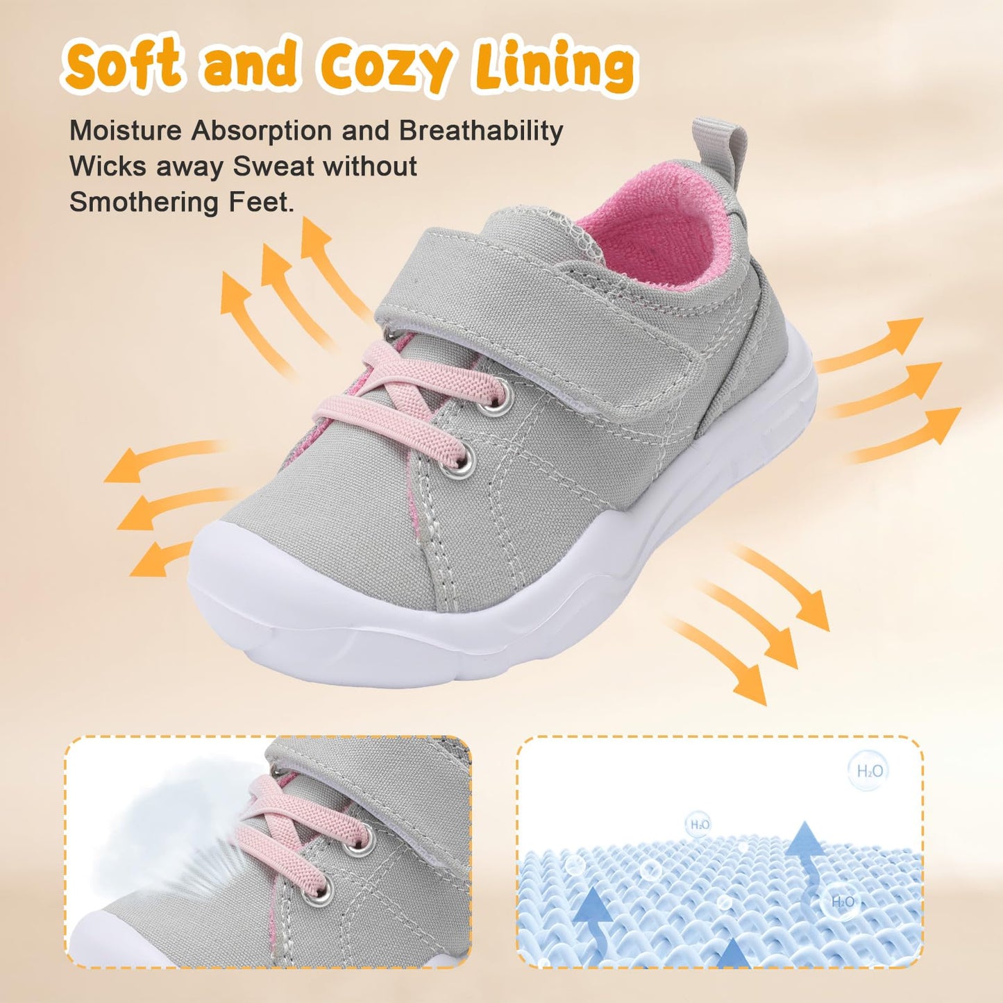 Kids Canvas Shoes Running Shoes for Girls Boys Wide Toe Box Barefoot Toddler Sneakers