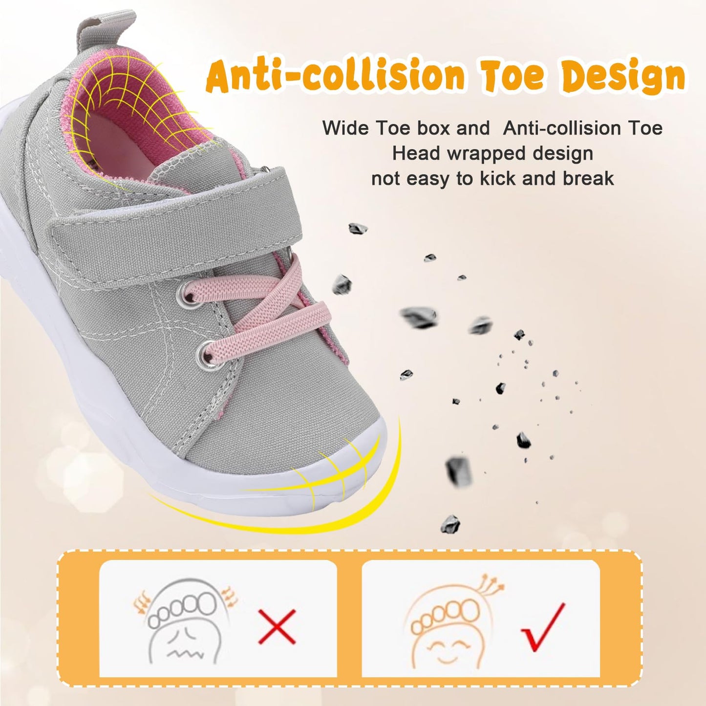 Kids Canvas Shoes Running Shoes for Girls Boys Wide Toe Box Barefoot Toddler Sneakers