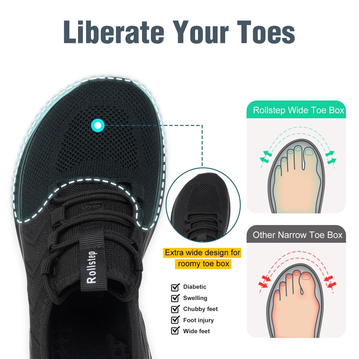 Wide Toe Box Shoes Women Extra Wide Width Sneakers