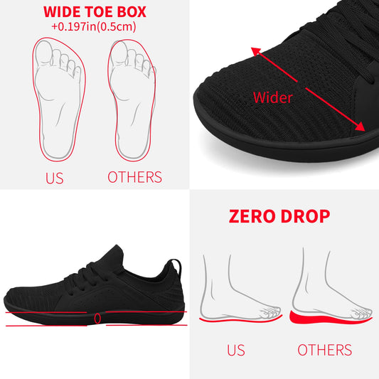 relxfeet Men's Barefoot Shoes Minimalist Cross-Trainer Shoes Wide Toe Walking Shoes