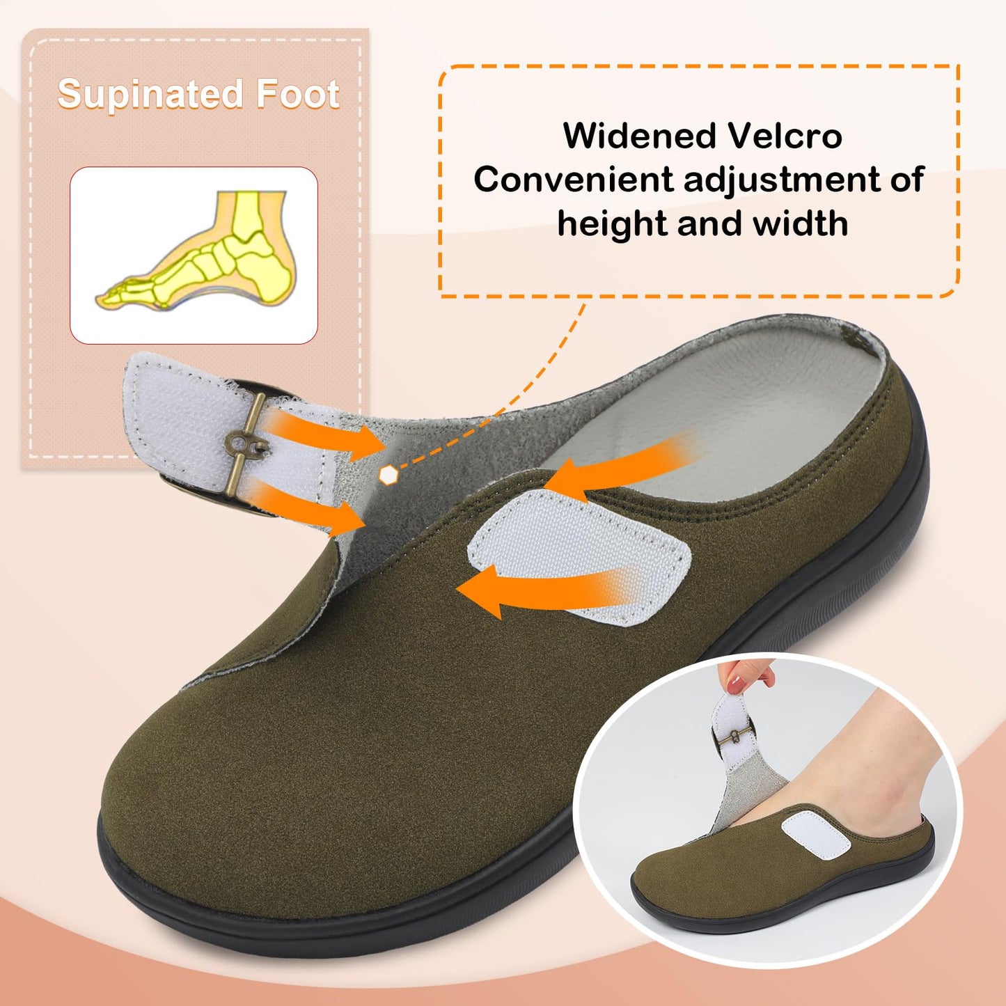 Womens Wide Clogs Adjustable Diabetic Mules Slip on Clog Slippers