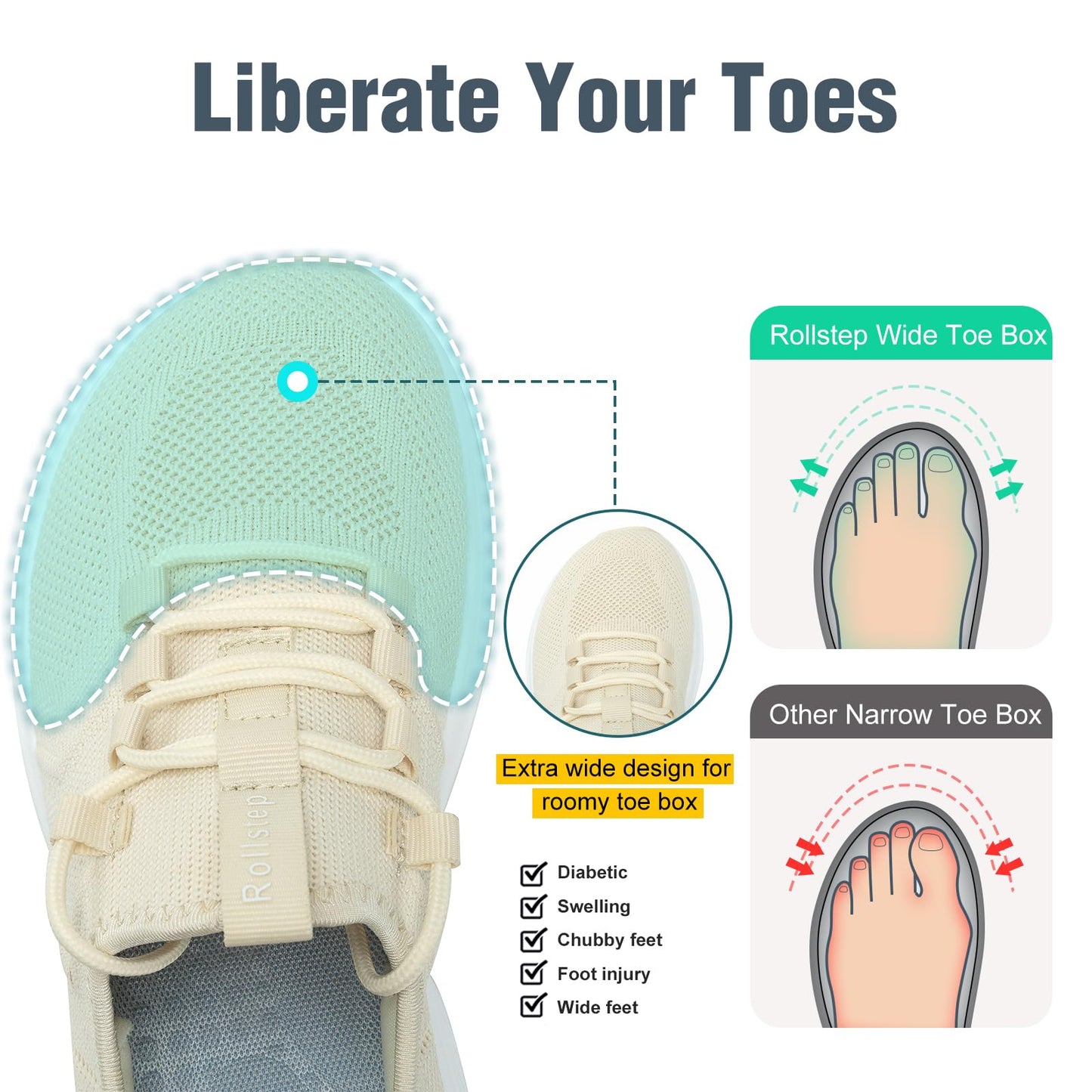 Wide Toe Box Shoes Women Extra Wide Width Sneakers