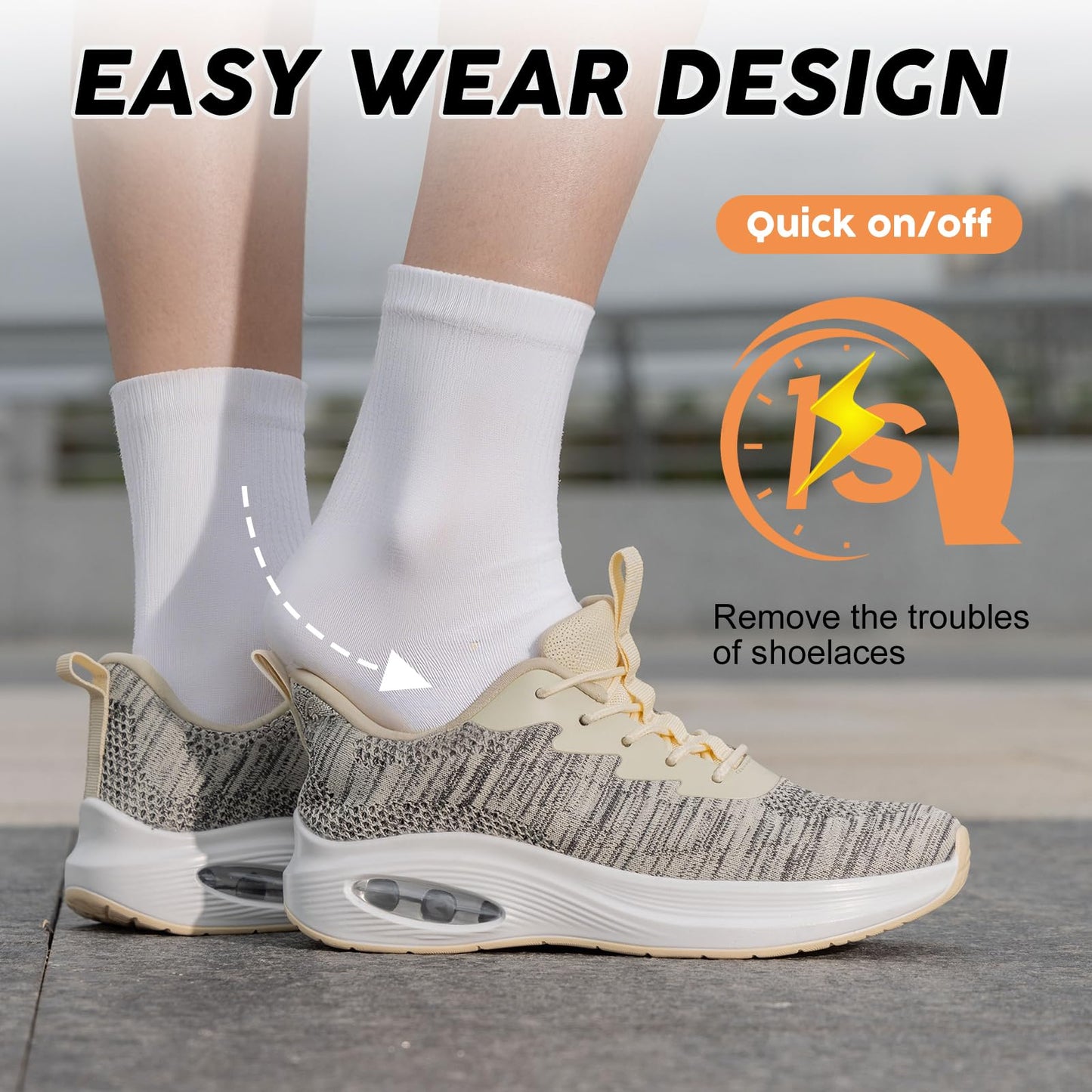 Wide Toe Box Shoes Women Air Cushion Road Running Shoes Extra Wide Width Sneakers