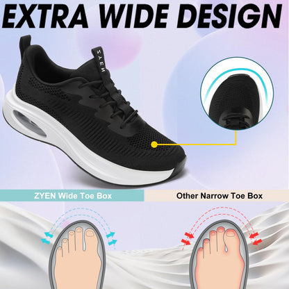 Wide Toe Box Shoes Women Air Cushion Road Running Shoes Extra Wide Width Sneakers