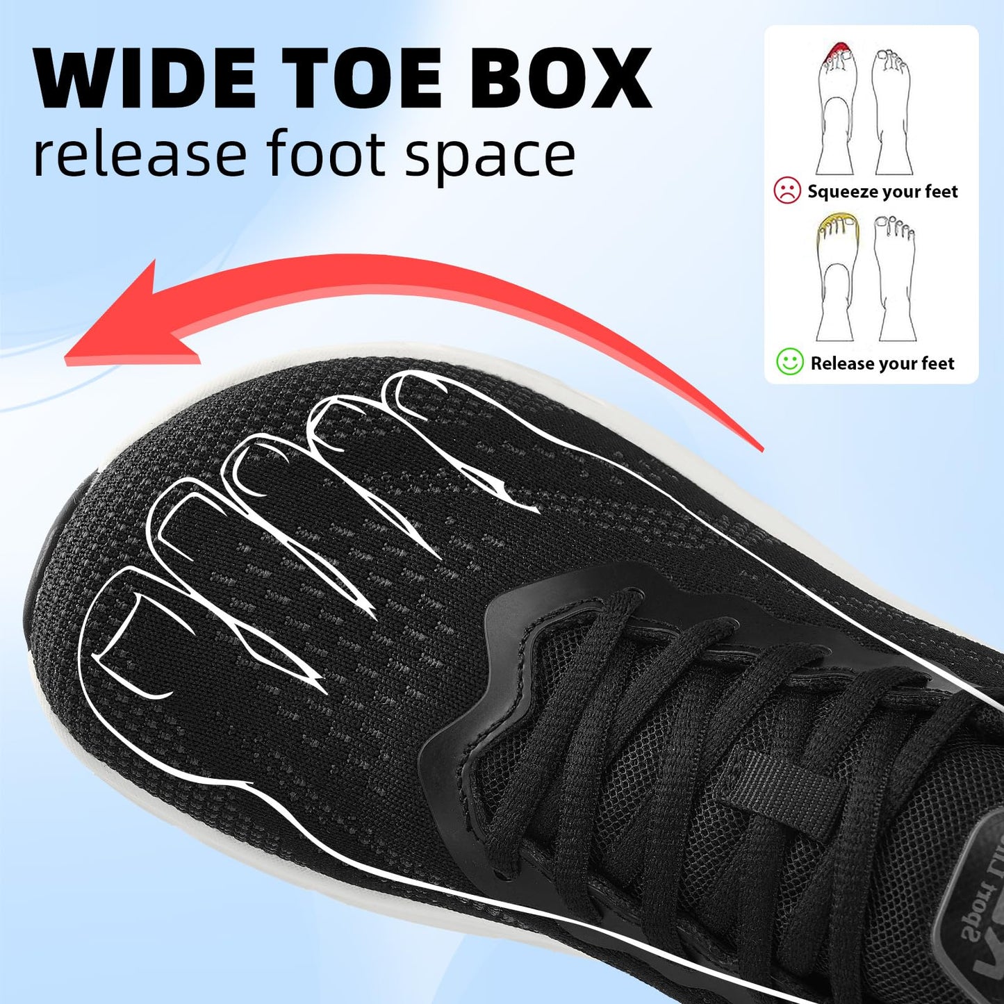 Wide Toe Box Shoes for Men Cushioned Road Running Shoe Non Slip Mens