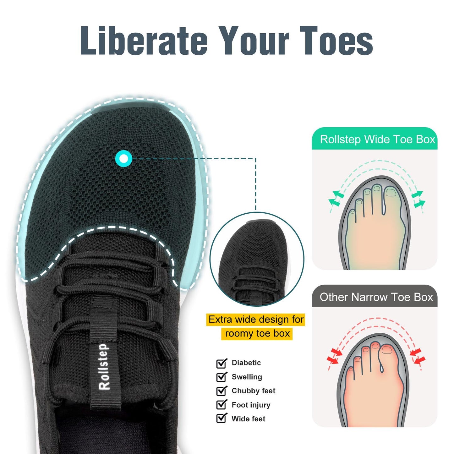 Wide Toe Box Shoes Women Extra Wide Width Sneakers