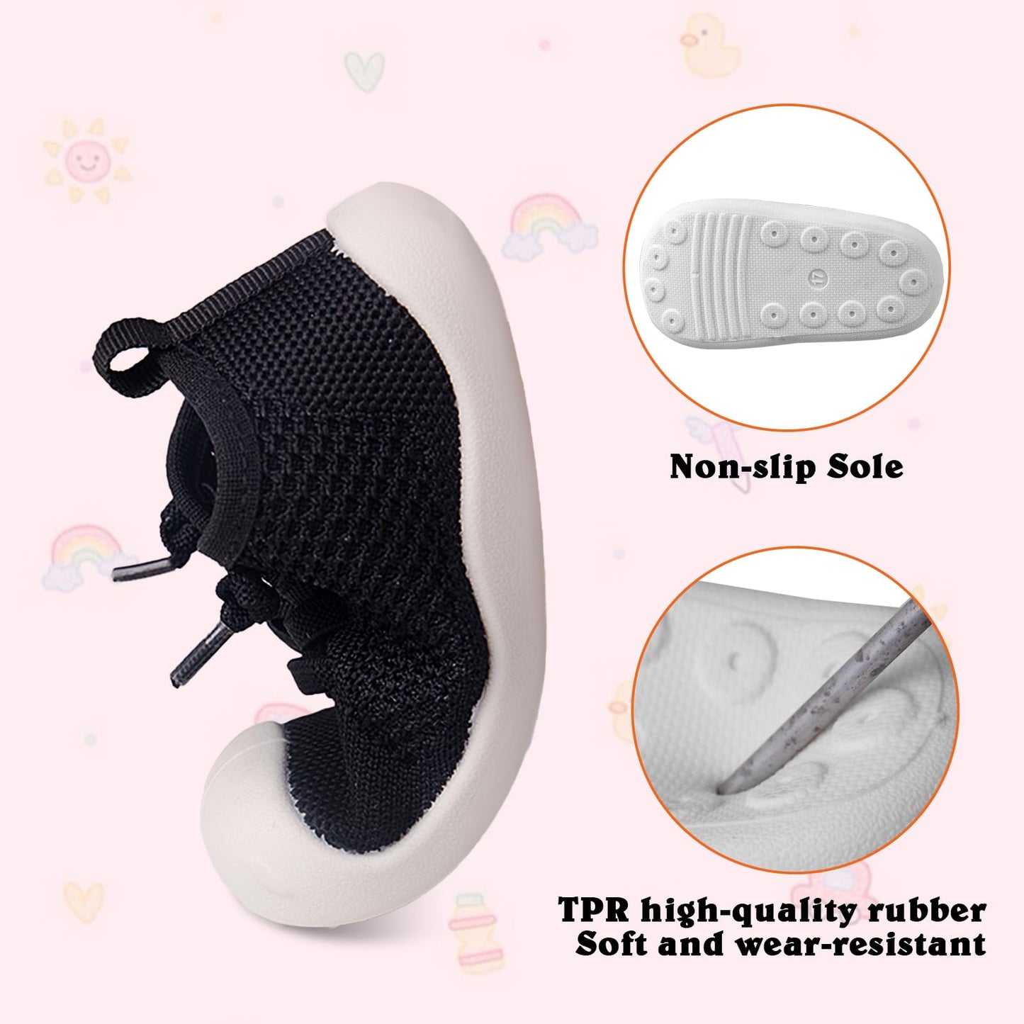 Baby Girl&Boy Toddler First Walking Shoes Barefoot Slip On Wide Toe Box Shoes