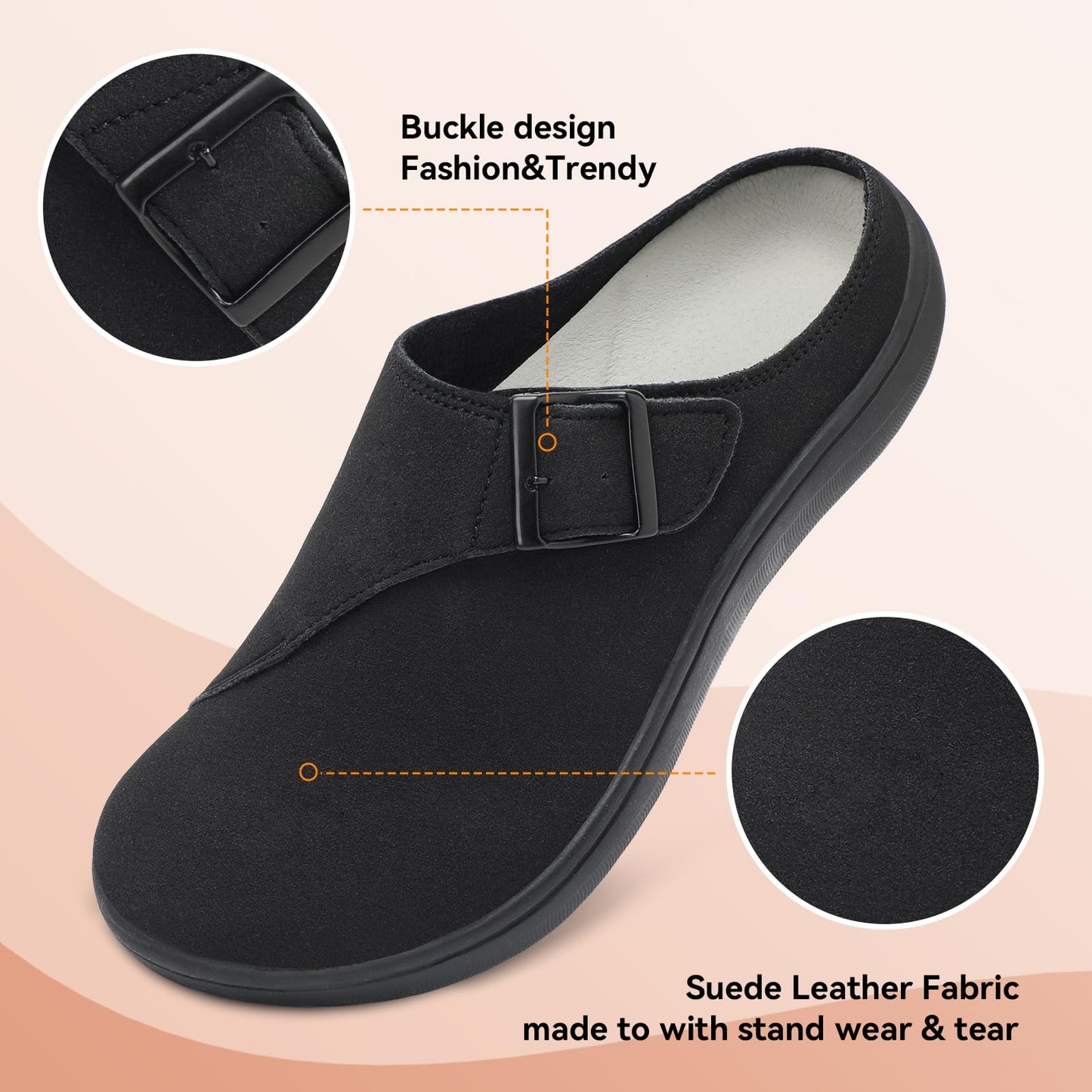 Womens Wide Clogs Adjustable Diabetic Mules Slip on Clog Slippers