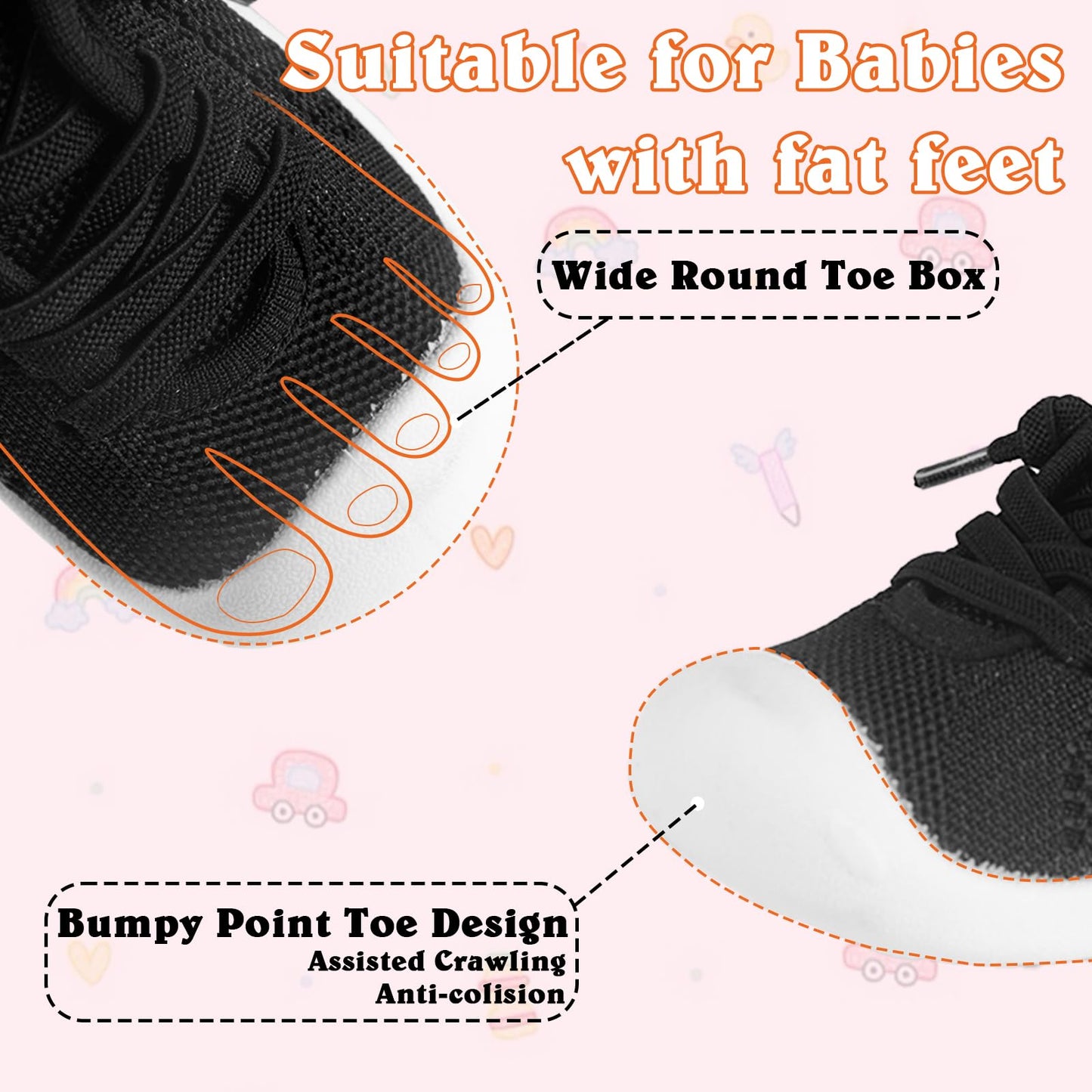 Baby Girl&Boy Toddler First Walking Shoes Barefoot Slip On Wide Toe Box Shoes
