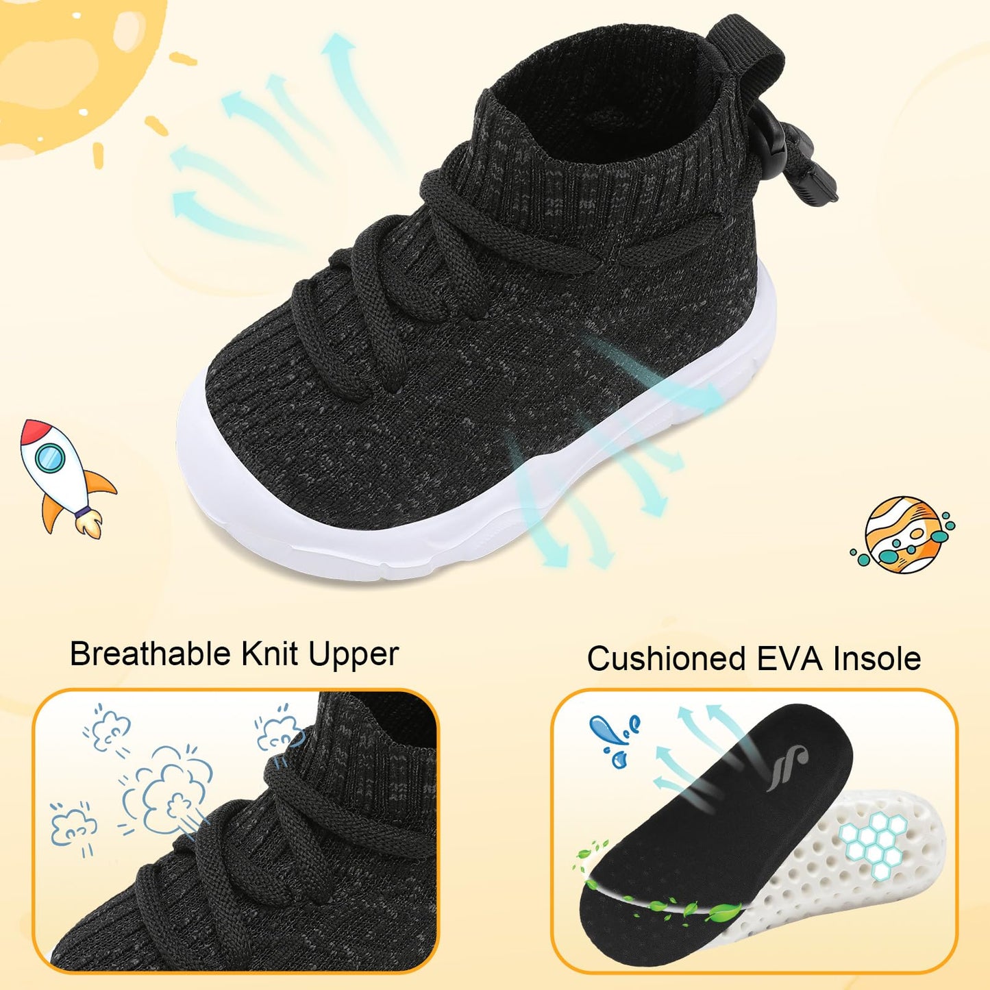 Toddler Shoes High Top Sneakers for Boys Girls Barefoot Wide Walking Tennis Shoes