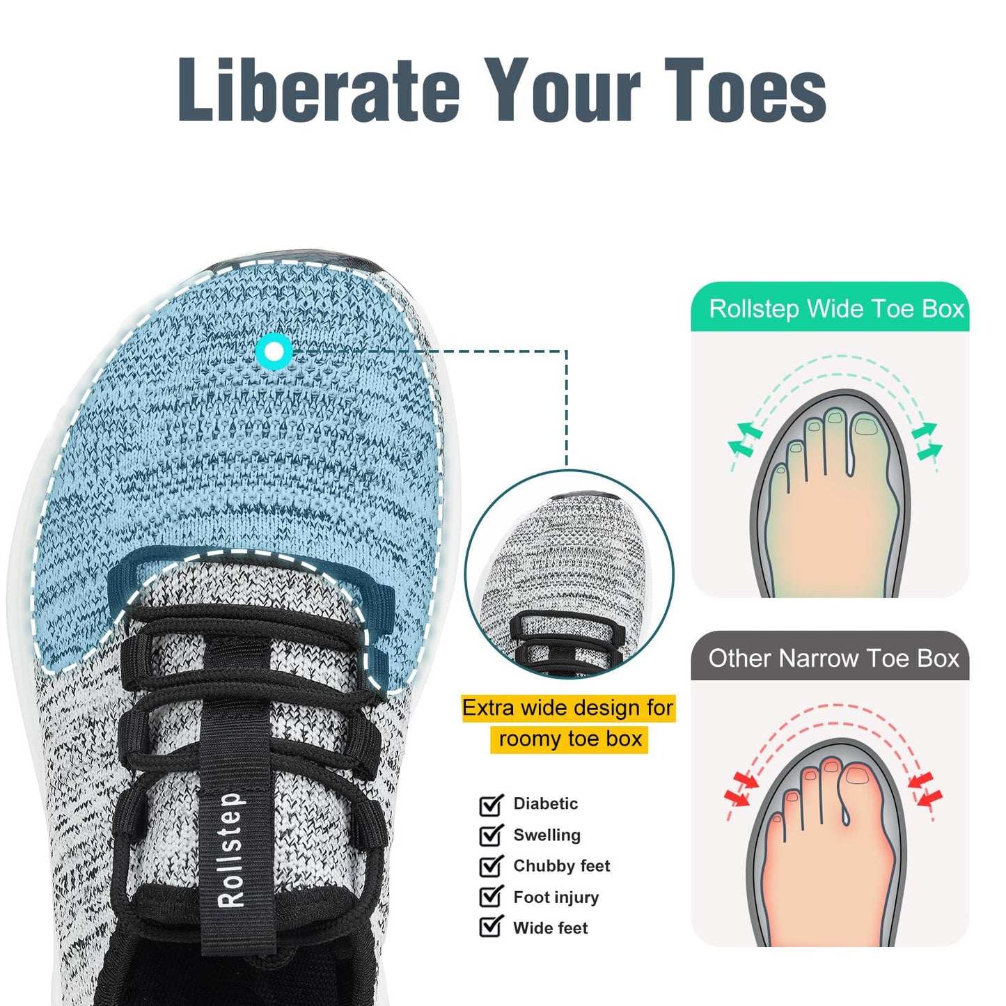 Wide Toe Box Shoes Women Extra Wide Width Sneakers