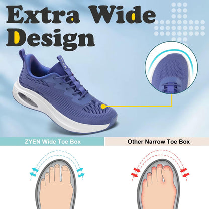 Wide Toe Box Shoes Women Air Cushion Road Running Shoes Extra Wide Width Sneakers