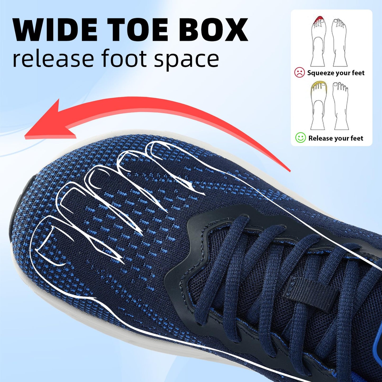 Wide Toe Box Shoes for Men Cushioned Road Running Shoe Non Slip Mens