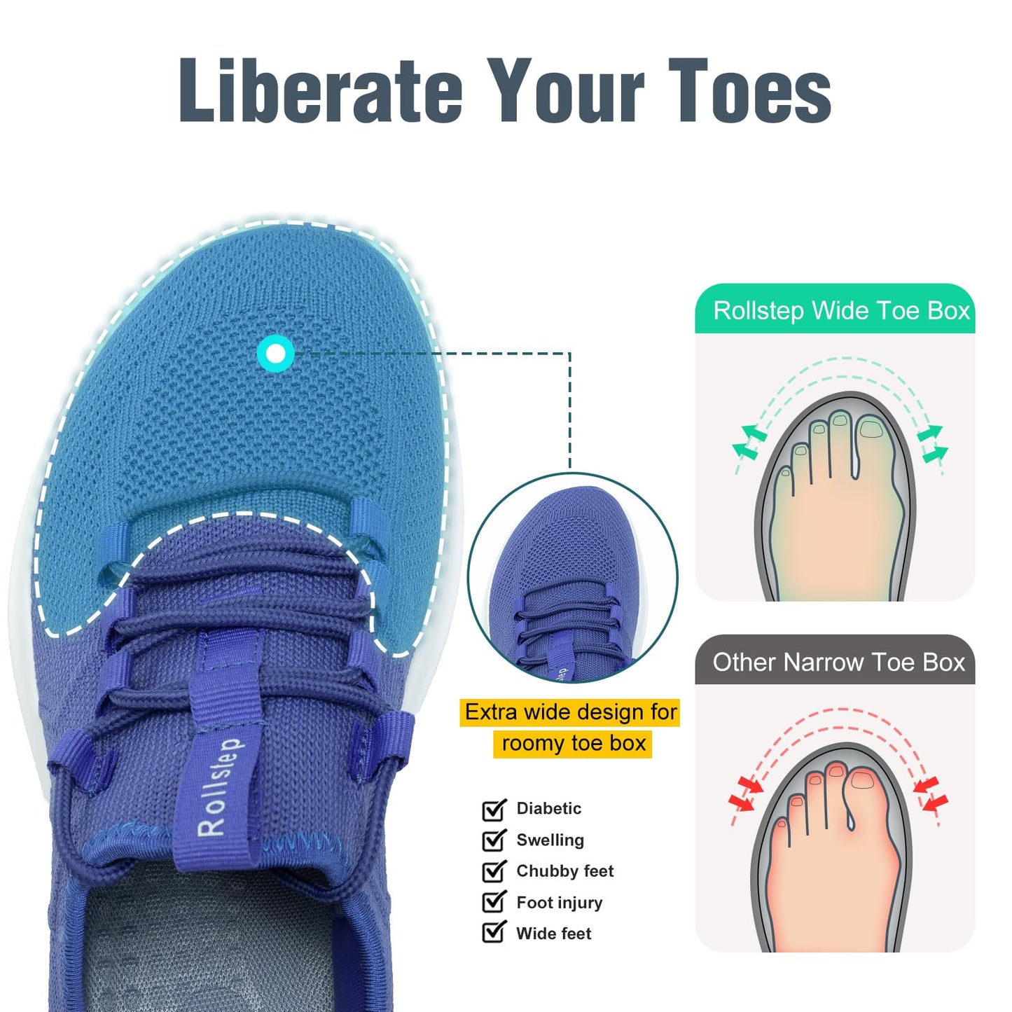 Wide Toe Box Shoes Women Extra Wide Width Sneakers