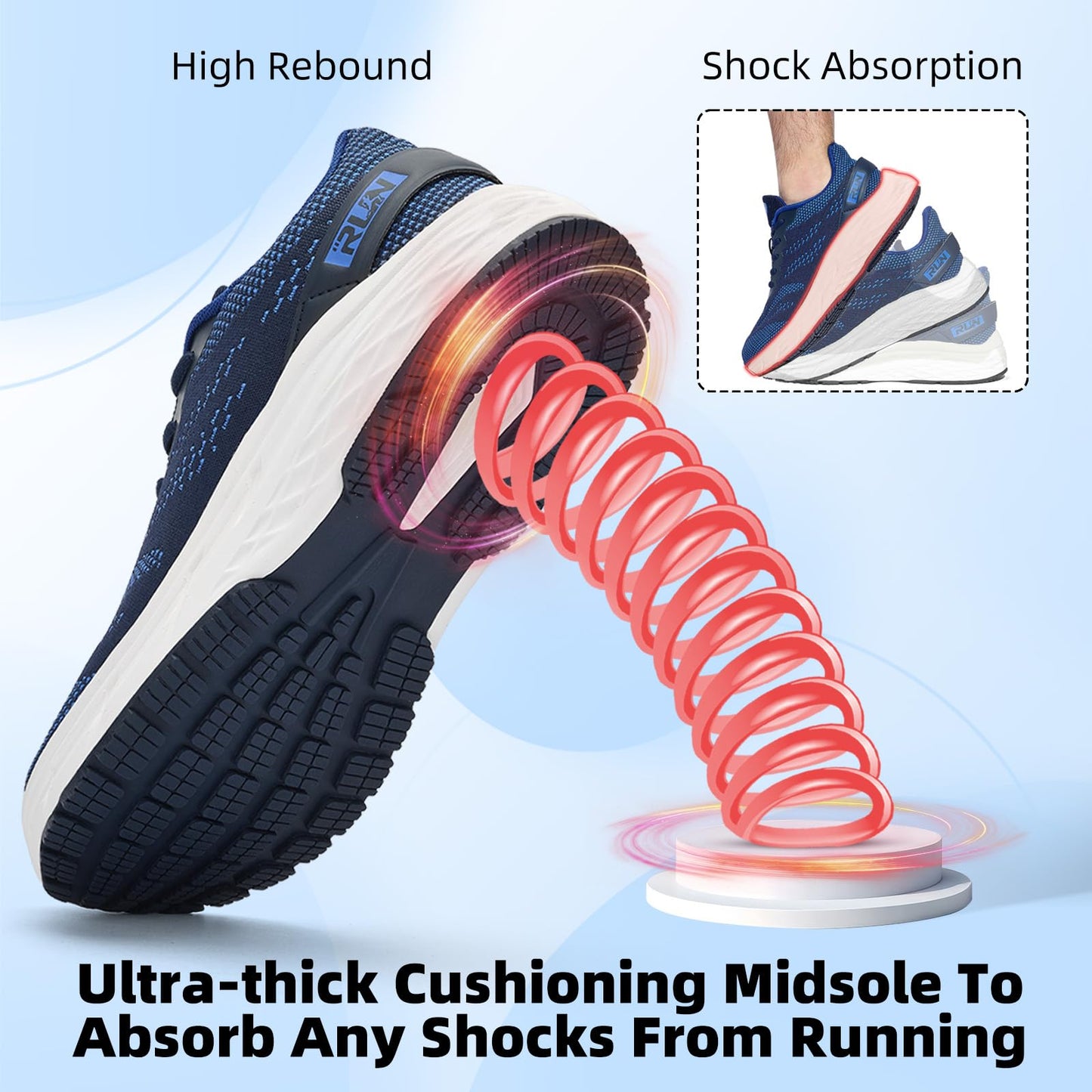Wide Toe Box Shoes for Men Cushioned Road Running Shoe Non Slip Mens