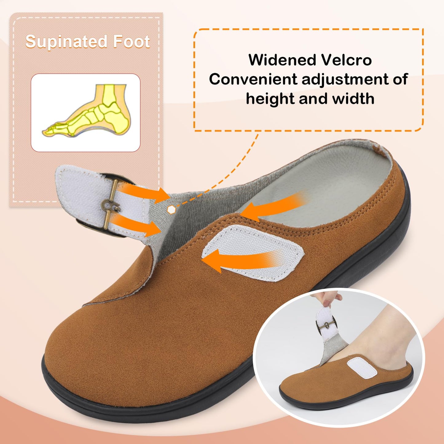 Womens Wide Clogs Adjustable Diabetic Mules Slip on Clog Slippers