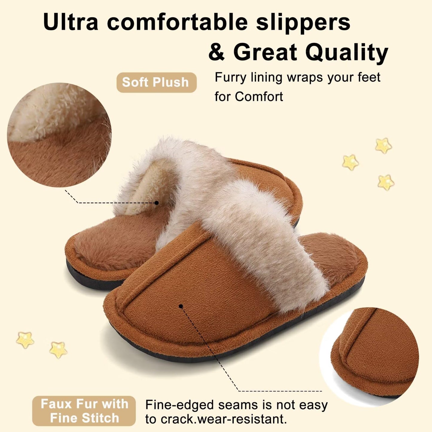 EQW Kids and Toddler Girls Slippers,House Shoes in Winter,Lightweight,Fluffy,Inddor Warmers