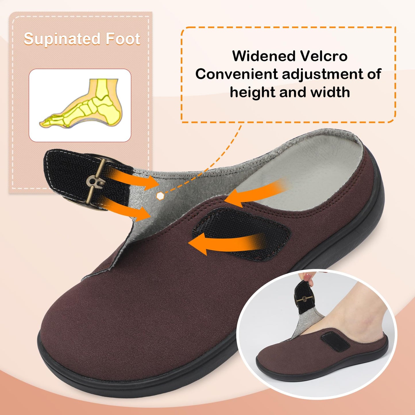 Womens Wide Clogs Adjustable Diabetic Mules Slip on Clog Slippers
