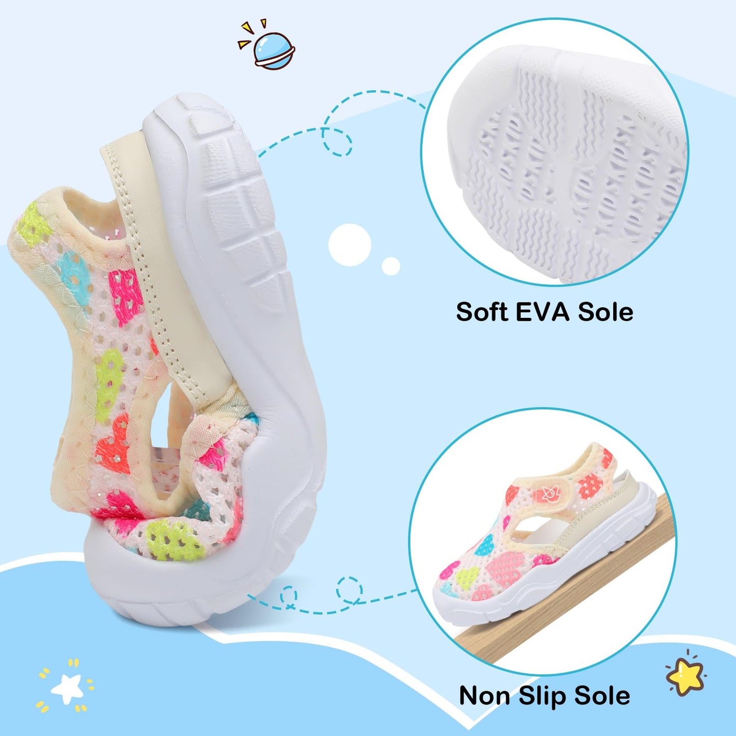 Toddler Sandals Boys Girls Wide Sandals Kids Water Sandal Shoes Lightweight Barefoot Summer Shoes for Beach Swim
