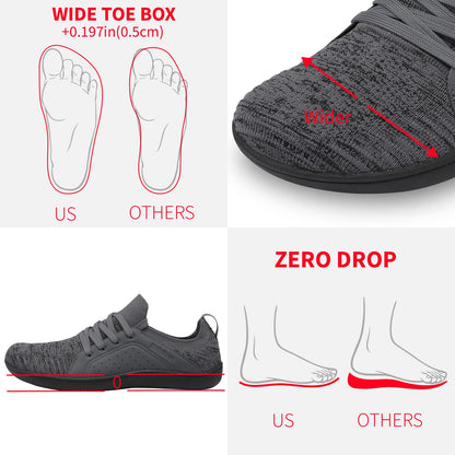 relxfeet Men's Barefoot Shoes Minimalist Cross-Trainer Shoes Wide Toe Walking Shoes