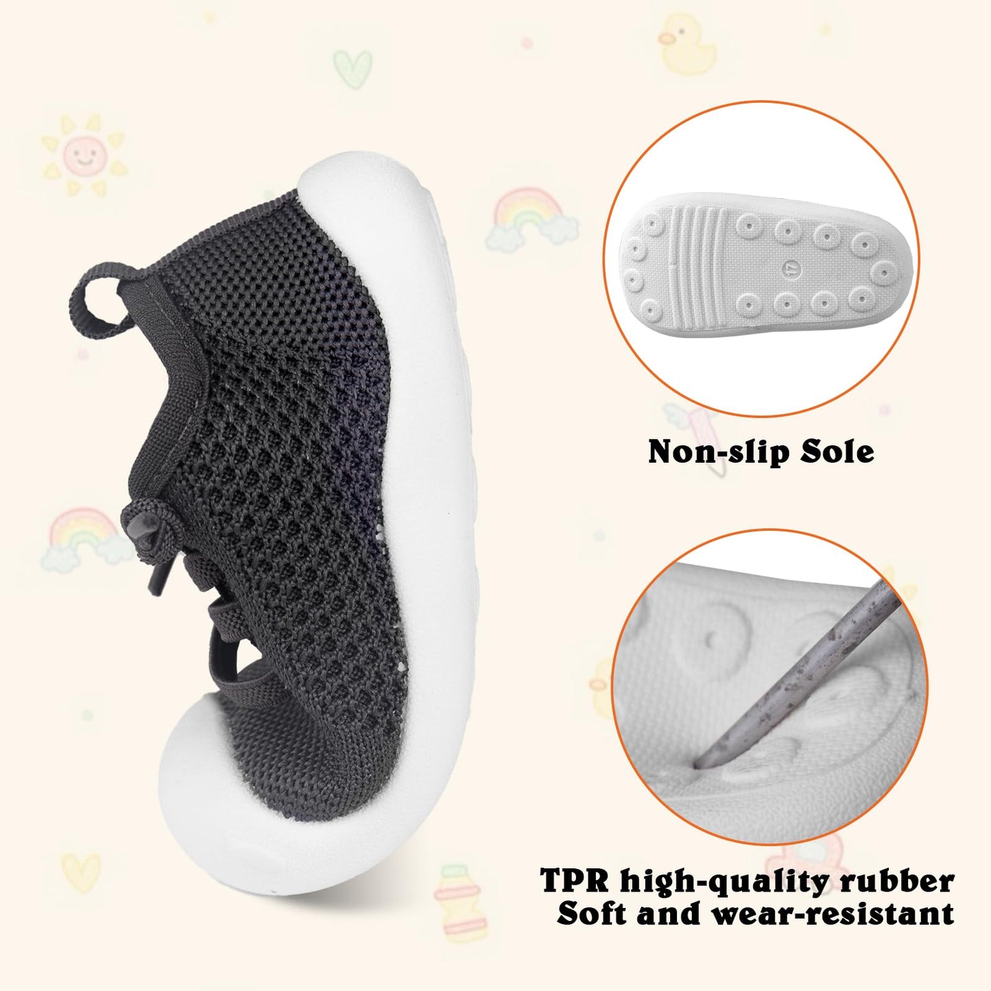 Baby Girl&Boy Toddler First Walking Shoes Barefoot Slip On Wide Toe Box Shoes