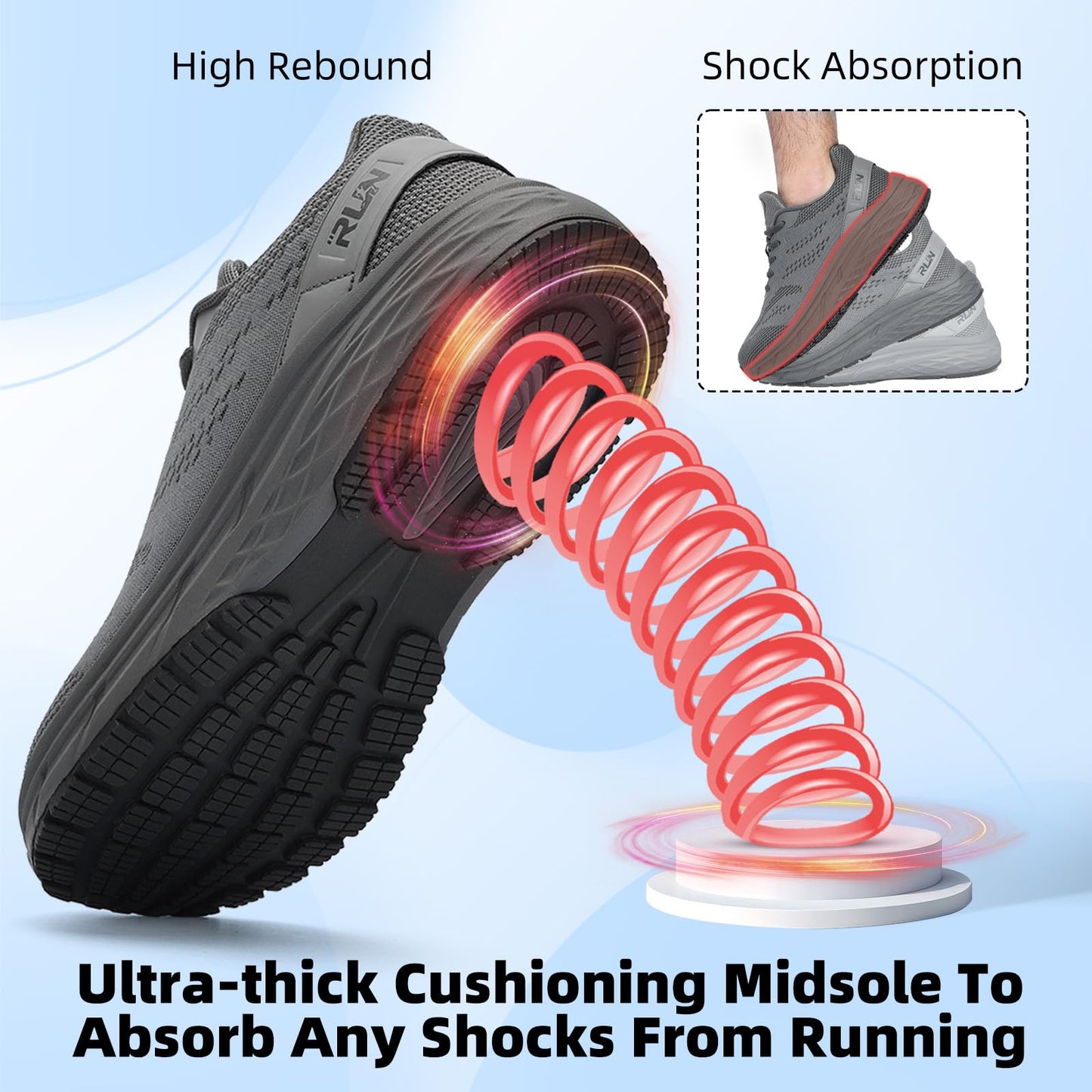Wide Toe Box Shoes for Men Cushioned Road Running Shoe Non Slip Mens