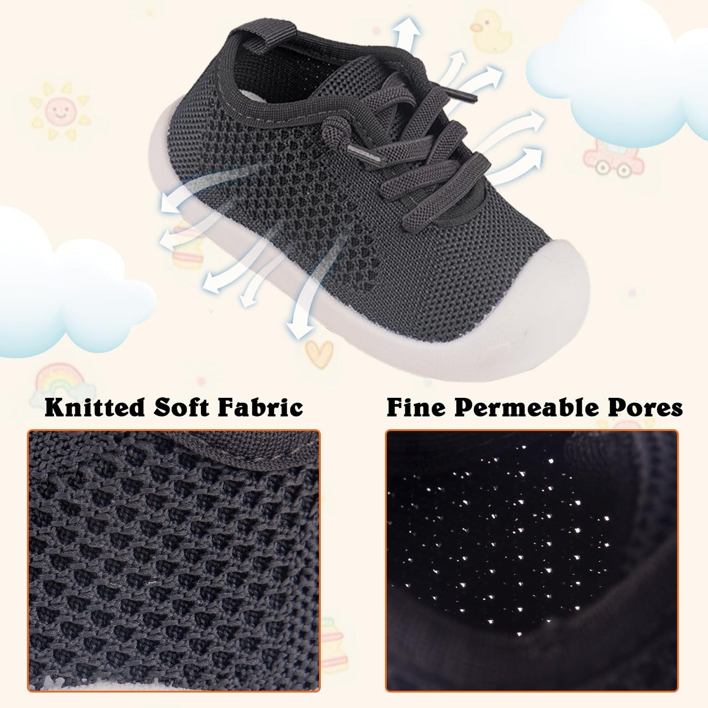 Baby Girl&Boy Toddler First Walking Shoes Barefoot Slip On Wide Toe Box Shoes