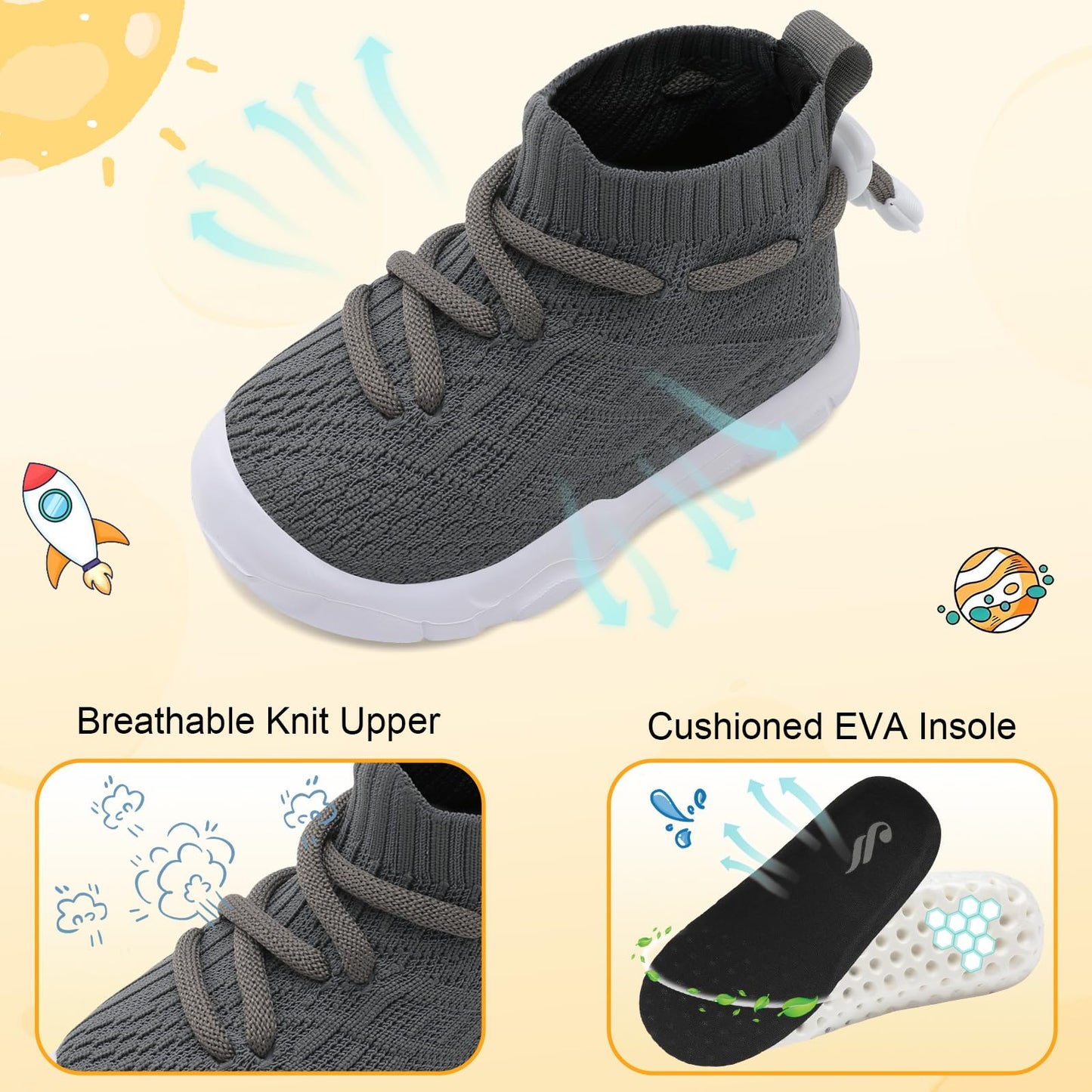 Toddler Shoes High Top Sneakers for Boys Girls Barefoot Wide Walking Tennis Shoes