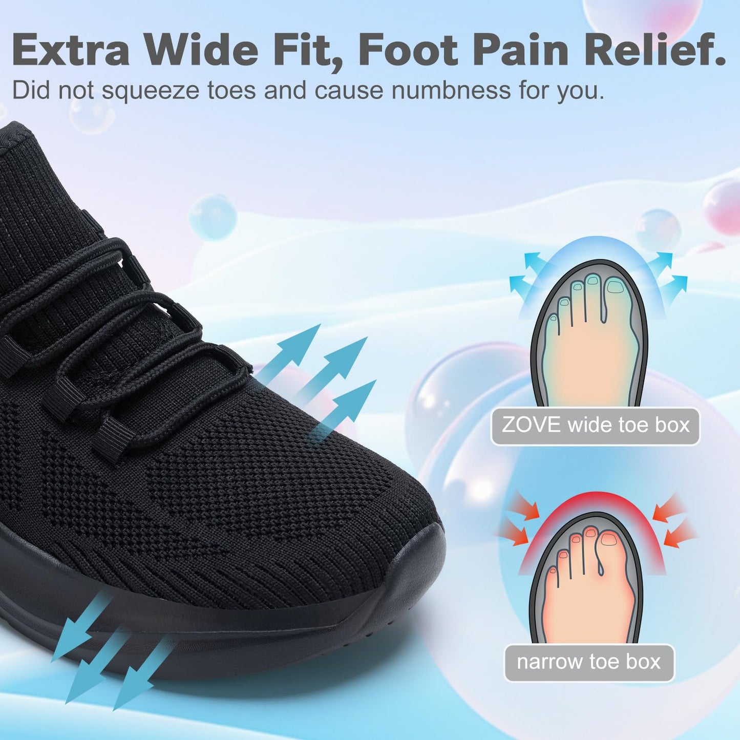 ZOVE Wide Toe Box Shoes Women Extra Wide Width Tennis Sneakers