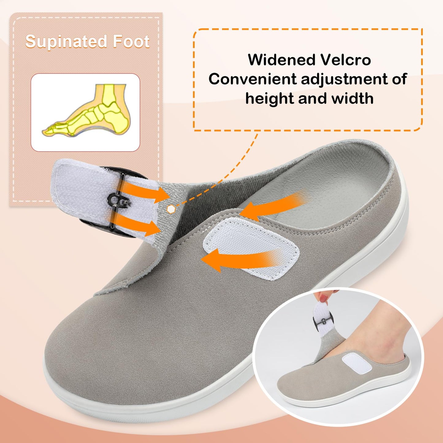 Womens Wide Clogs Adjustable Diabetic Mules Slip on Clog Slippers