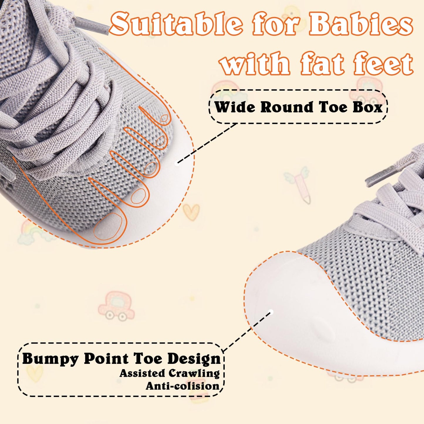 Baby Girl&Boy Toddler First Walking Shoes Barefoot Slip On Wide Toe Box Shoes