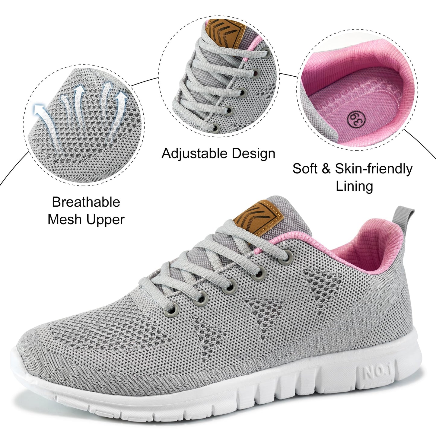 Womens Sneakers Tennis Shoes: Fashion Lightweight Non Slip Footwear for Running Walking Casual