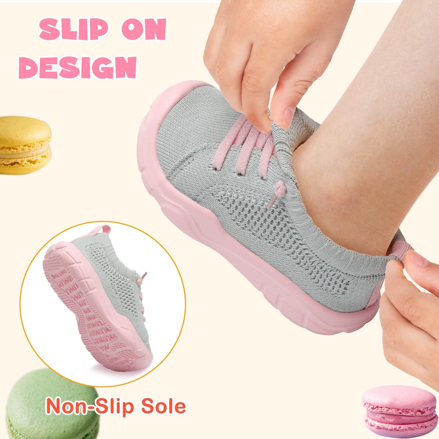 Toddler Shoes Girls Boys Wide Barefoot Shoes Kids Breathable Sneakers Slip on Tennis Shoe Lightweight Sneakers