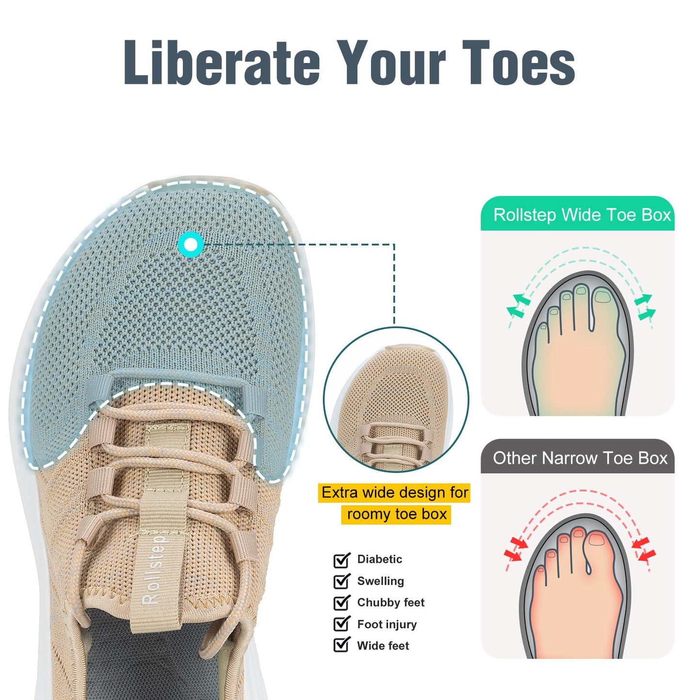 Wide Toe Box Shoes Women Extra Wide Width Sneakers