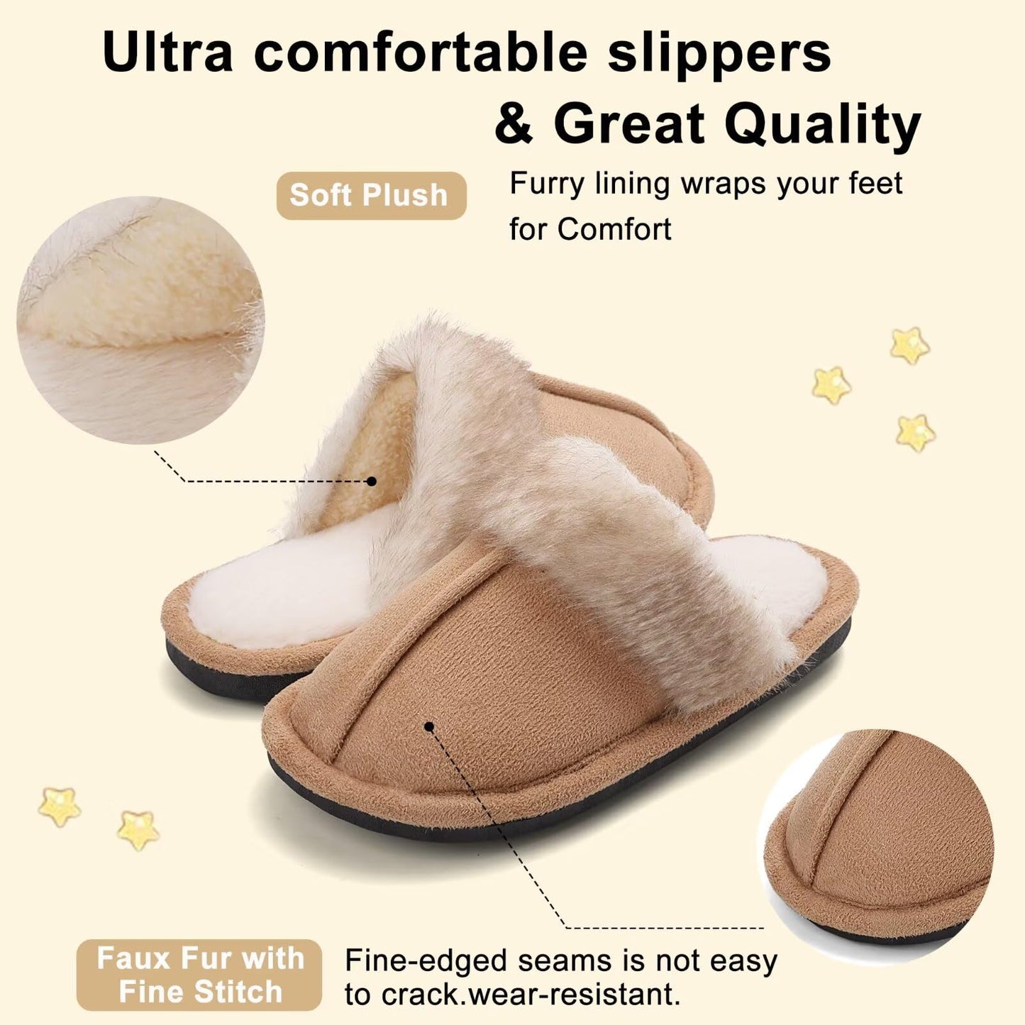 EQW Kids and Toddler Girls Slippers,House Shoes in Winter,Lightweight,Fluffy,Inddor Warmers