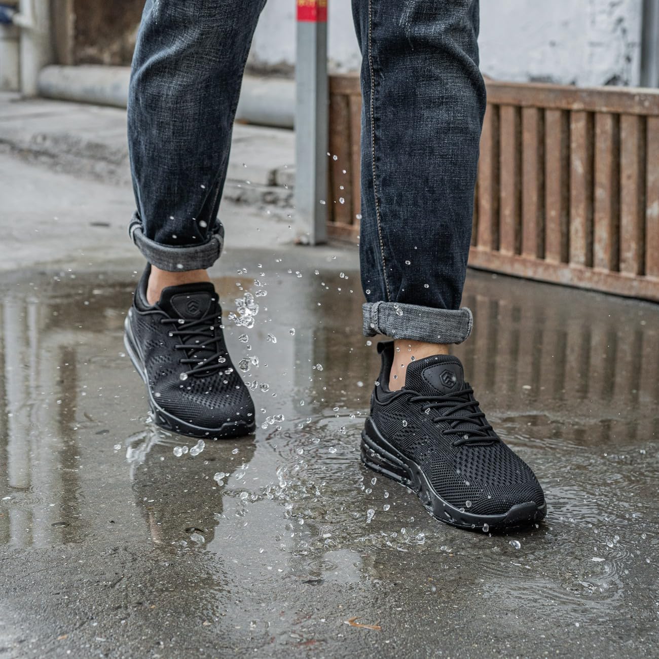 Mens Non Slip Work Shoes Slip On Water Resistant Walking Sneakers