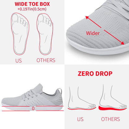relxfeet Men's Barefoot Shoes Minimalist Cross-Trainer Shoes Wide Toe Walking Shoes