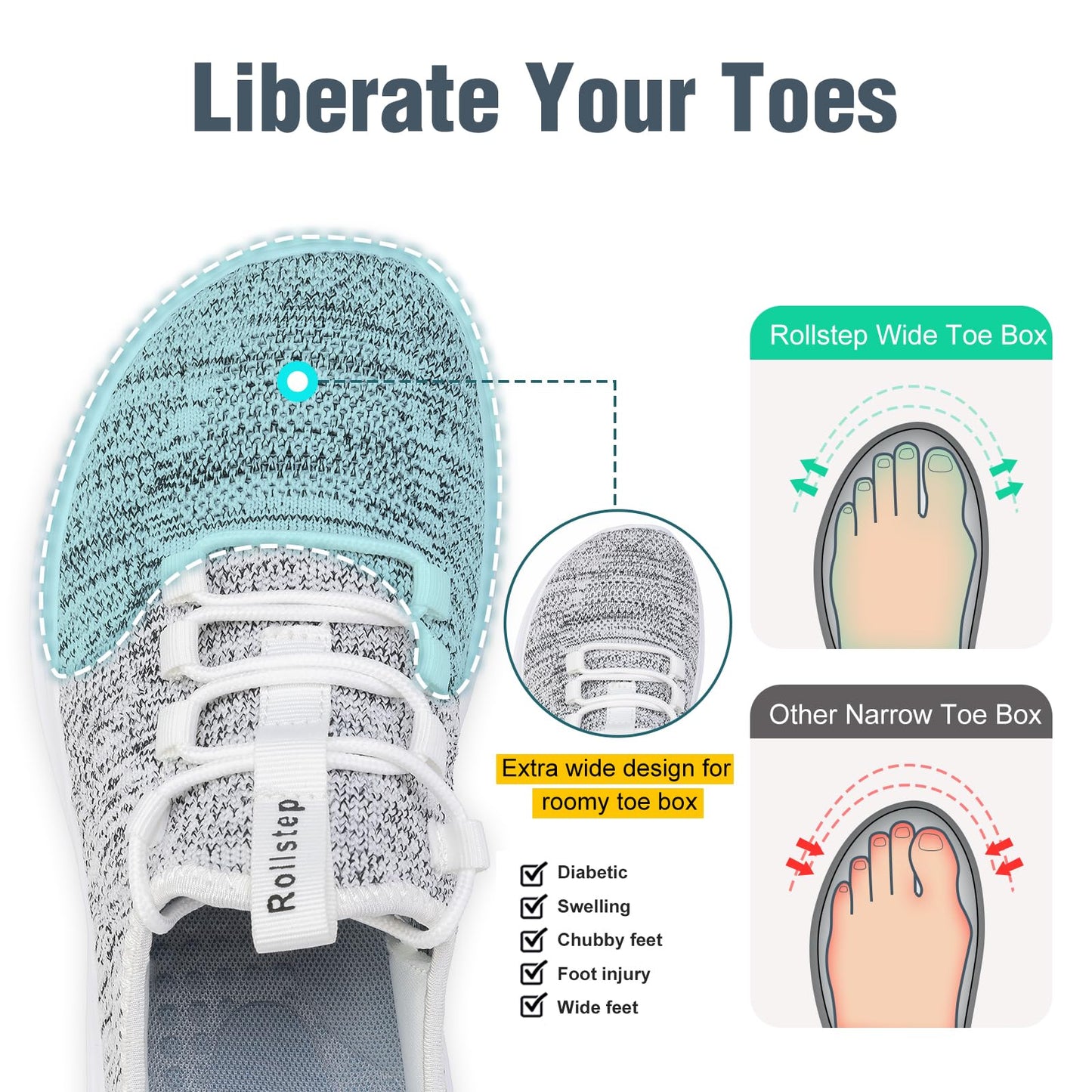 Wide Toe Box Shoes Women Extra Wide Width Sneakers