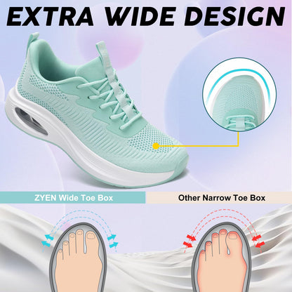 Wide Toe Box Shoes Women Air Cushion Road Running Shoes Extra Wide Width Sneakers