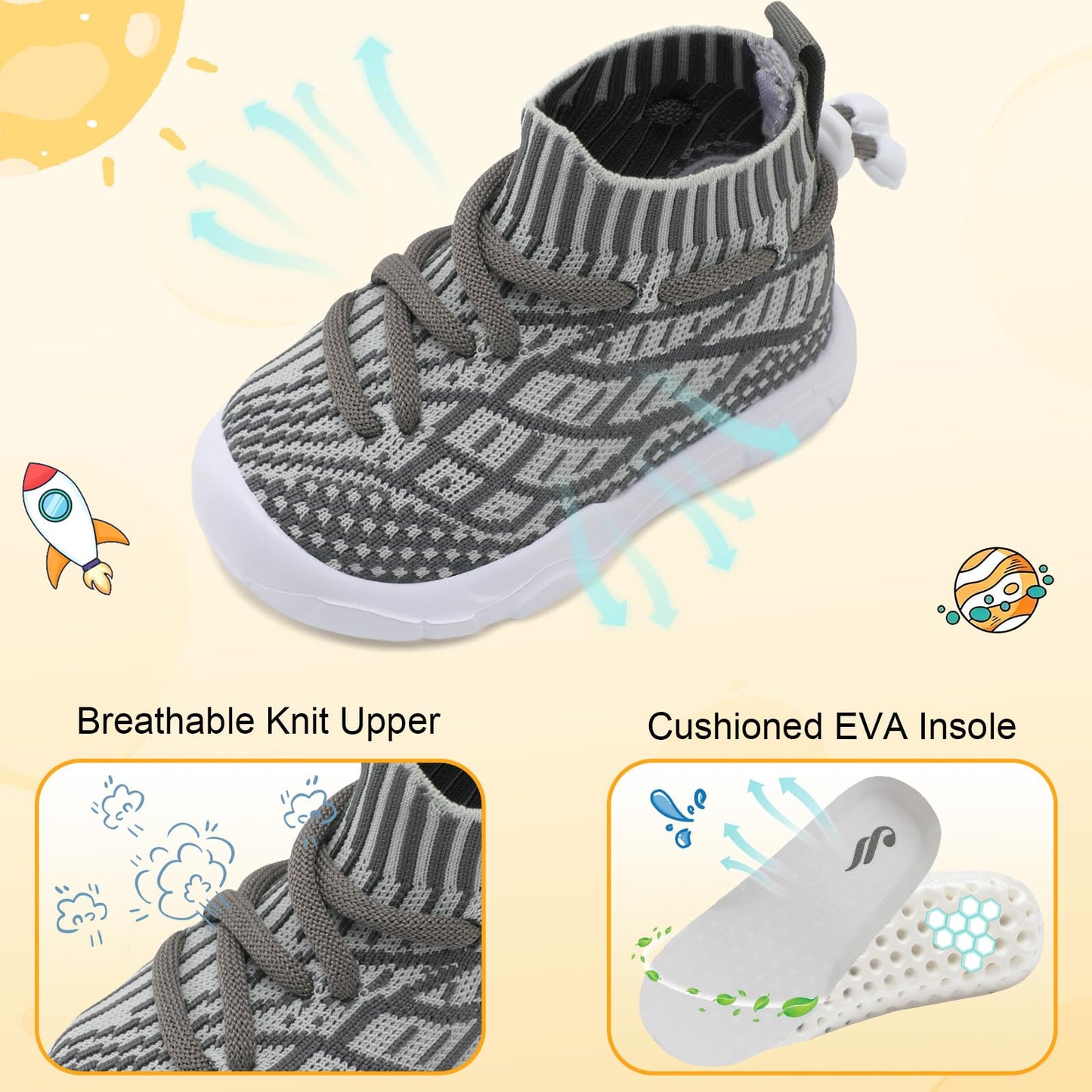 Toddler Shoes High Top Sneakers for Boys Girls Barefoot Wide Walking Tennis Shoes