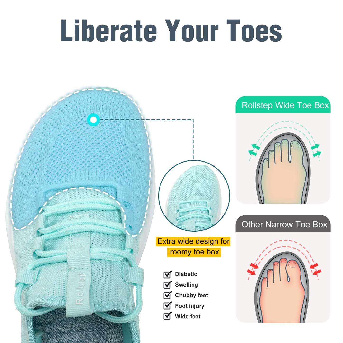Wide Toe Box Shoes Women Extra Wide Width Sneakers