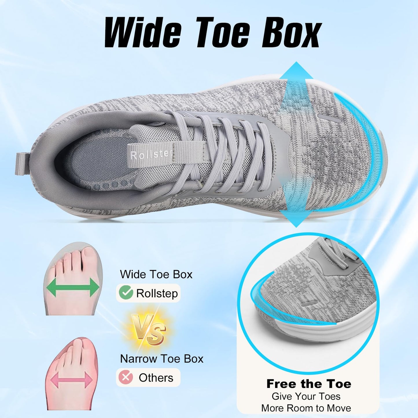 Wide Toe Box Shoes Women Sneakers Extra Wide Width Arch Support