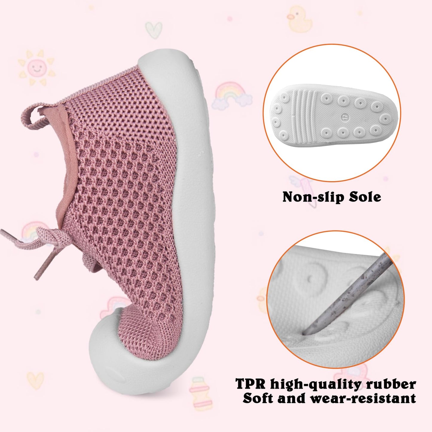 Baby Girl&Boy Toddler First Walking Shoes Barefoot Slip On Wide Toe Box Shoes